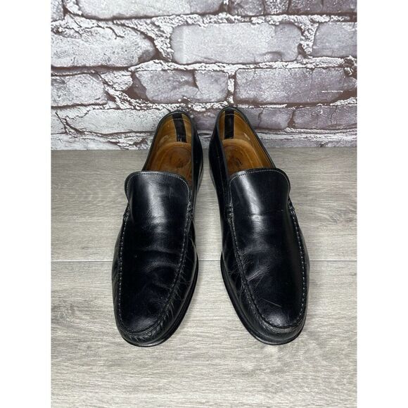Santoni Black Leather Moc Toe Slip On Dress Loafers Shoes Men’s Sz 9.5D US/43EU main image 12